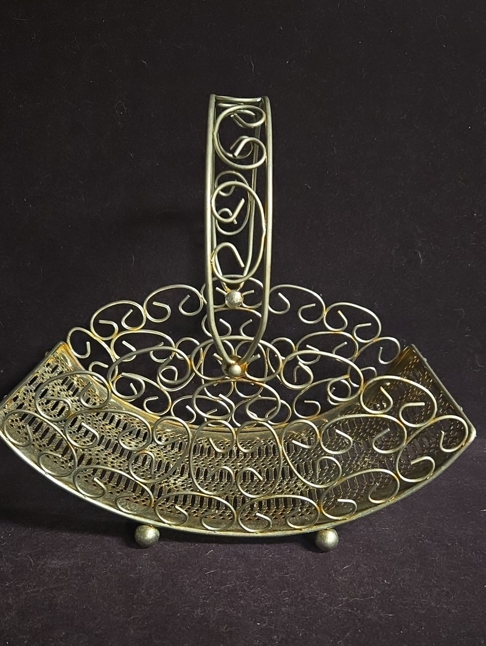 Ornate Scrollwork Metal Basket - Silver Decorative Home Accent